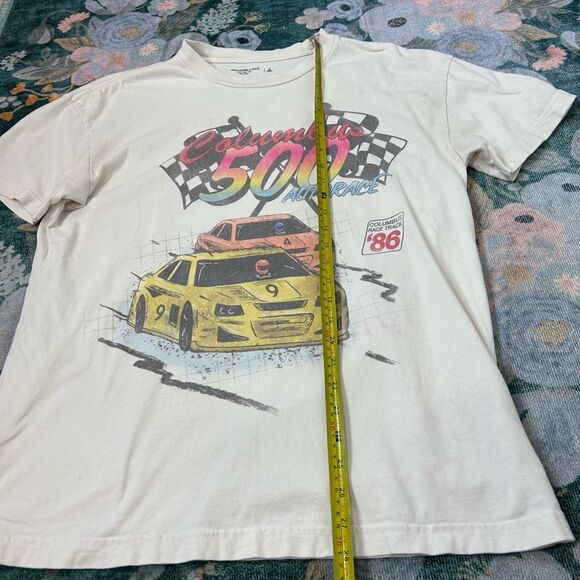 Abercrombie & Fitch Graphic Tee Shirt White Racing Car Nascar Racing Columbus L - Picture 9 of 14